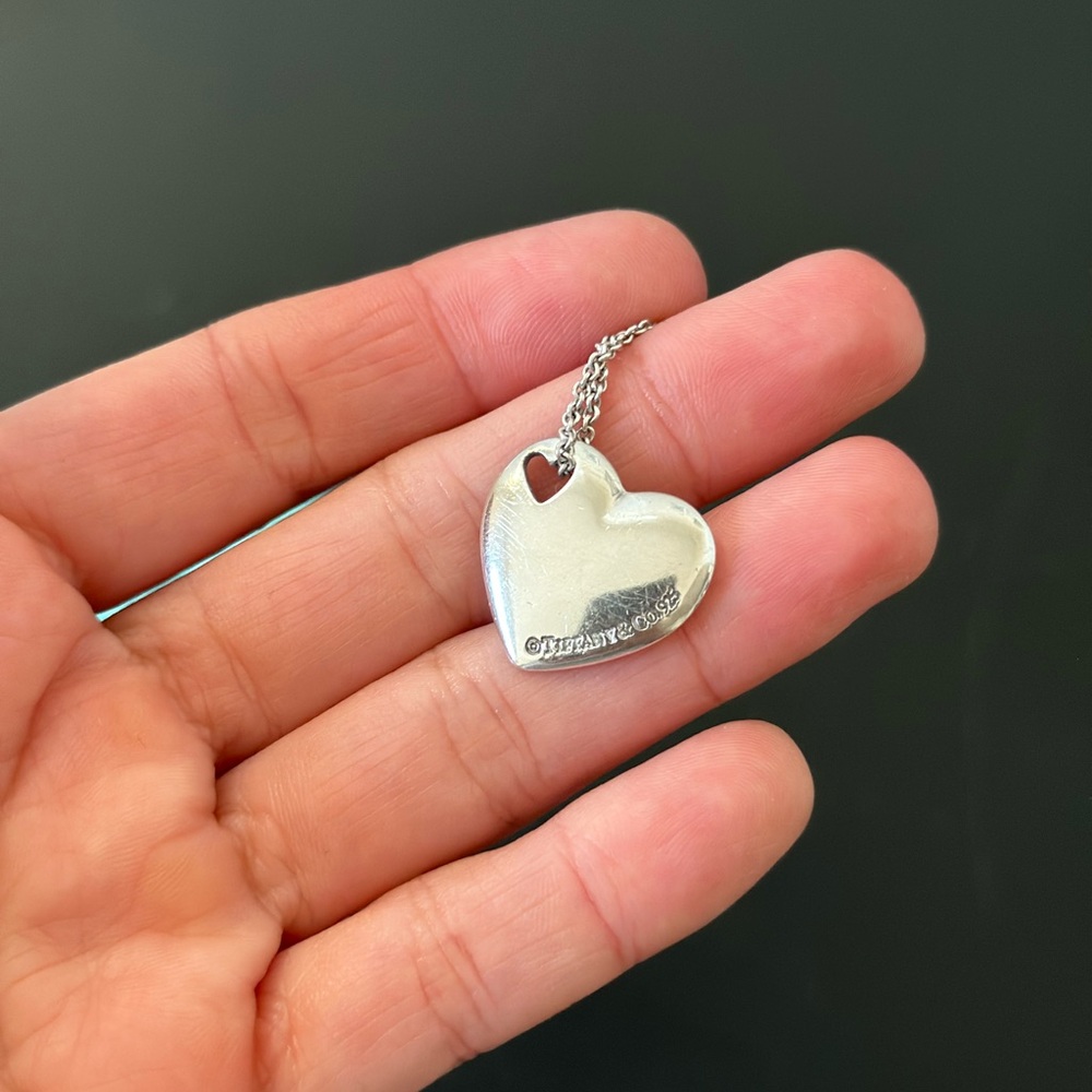 TIFFANY & CO. Vintage Silver (925) Heart Pendant Necklace